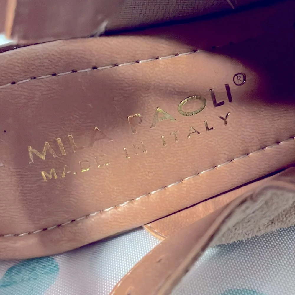Mila Paoli tan suede platform wedge sandals size 8 - Picture 11 of 12